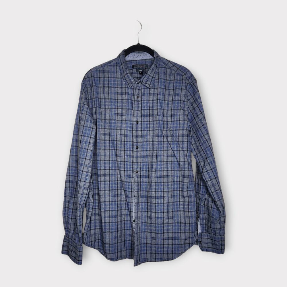 John Varvatos Star USA Luxe Plaid Button Down Shirt 100% Cotton Men's Medium